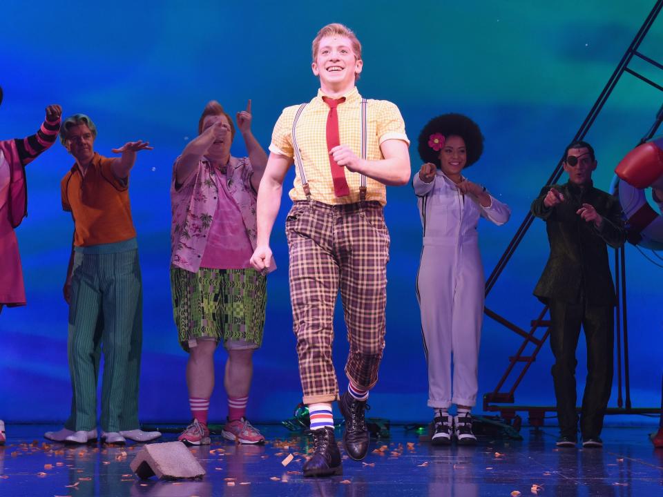 Ethan Slater as Spongebob in "Spongebob Squarepants: The Broadway Musical."