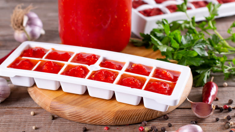 tomatoes in ice cube tray