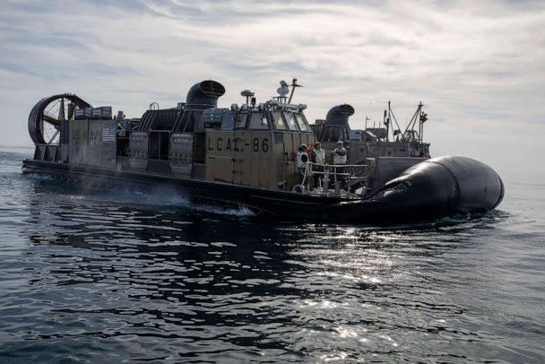 PHOTO: Sailors assigned to Assault Craft Unit (ACU) Four operate landing craft air cushions (LCAC) during recovery efforts of a high-altitude balloon in the Atlantic Ocean, Feb. 8, 2023. (Mass Communication Specialist 3rd Class Eric Moser/U.S. Navy)