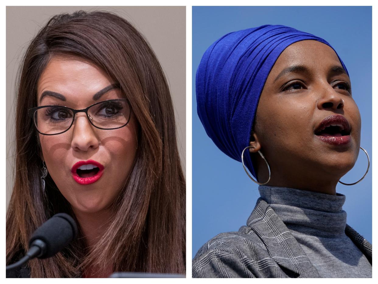 Republican Rep. Lauren Boebert of Colorado; Democratic Rep. Ilhan Omar of Minnesota