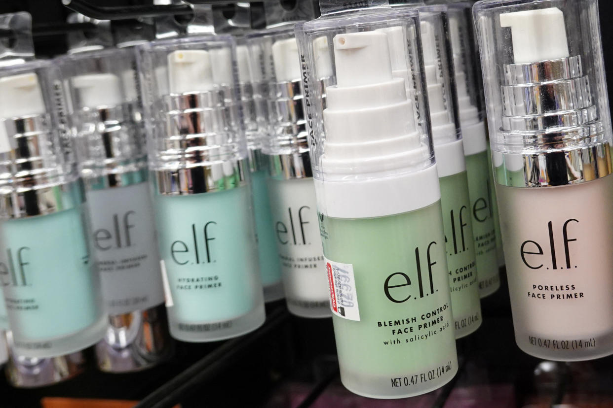 E.L.F. cosmetic products are seen for sale in a store in Manhattan, New York City, U.S., June 29, 2022. REUTERS/Andrew Kelly