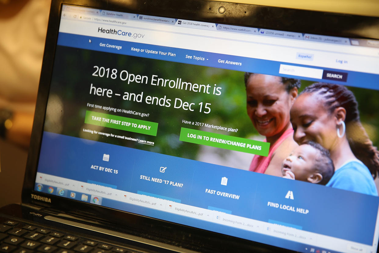 The enrollment page for the Affordable Care Act on Nov. 1. (Photo: Joe Raedle/Getty Images)