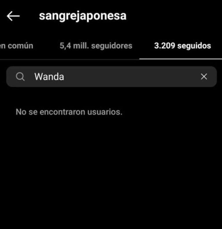 La China dejó de seguir a Wanda. Fuente: Instagram