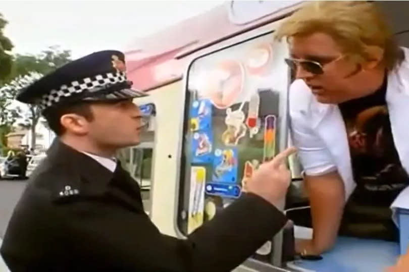 Peter Kay as ice-cream man Robert Edge (Mr Softy) in an episode of That Peter Kay Thing, first aired in 2000