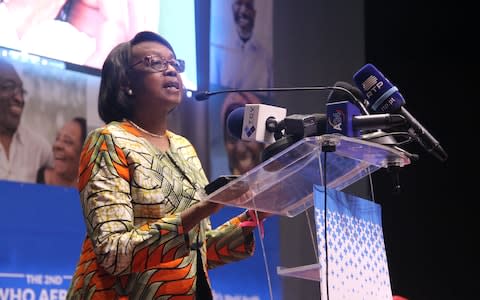 Dr Moeti delivers a keynote speech making the case for investment in primary healthcare at the Africa Health Forum - Credit: World Health Organisation