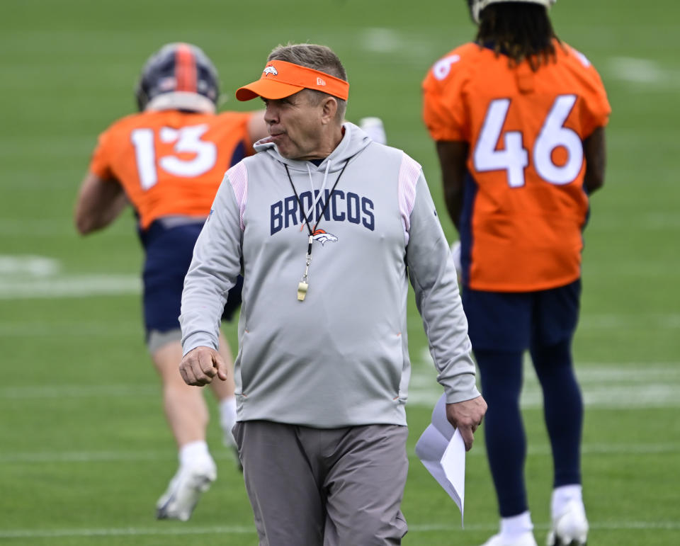 Sean Payton hopes to avoid another catastrophic season with the Broncos. (Photo by Andy Cross/MediaNews Group/The Denver Post via Getty Images)