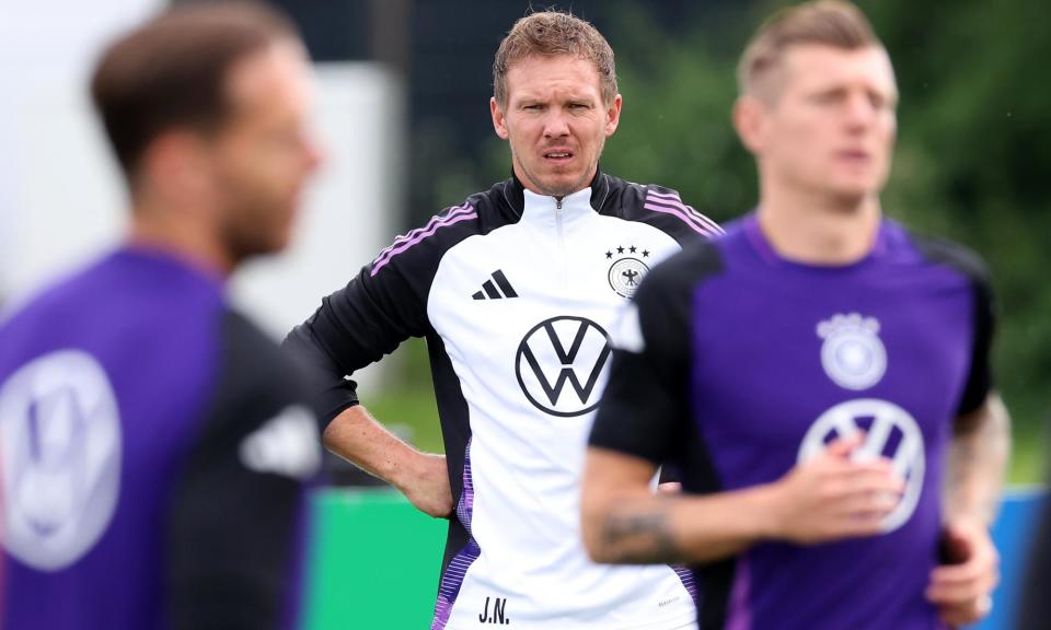 <span>Julian Nagelsmann said he was nervous like his players but ‘nothing dramatic’.</span><span>Photograph: Alexander Hassenstein/Getty Images</span>