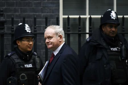Martin McGuinness, deputy First Minister of Northern Ireland arrives at Downing Street in London, Britain October 24, 2016. REUTERS/Dylan Martinez
