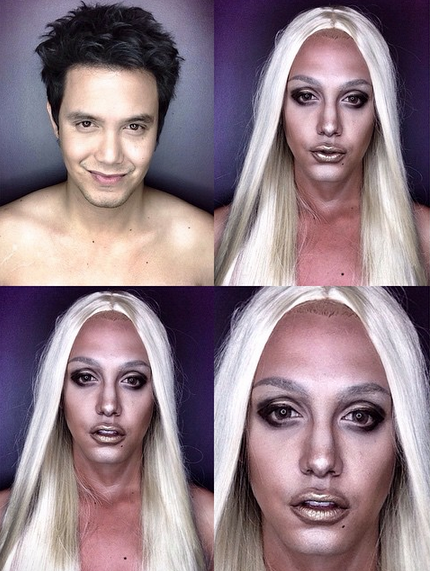 Makeup artist Paolo Ballesteros transforms himself into Lady Gaga.