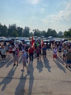 Visitors get ready to walk across the Sault Ste. Marie International Bridge on Saturday, June 24 for the annual bridge walk. This was the first bridge walk since the COVID-19 pandemic.