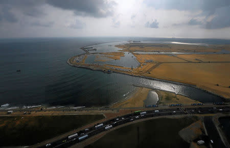 FILE PHOTO: A general view of "Colombo Port City" construction site in Colombo, Sri Lanka May 2, 2018. REUTERS/ Dinuka Liyanawatte/File Photo