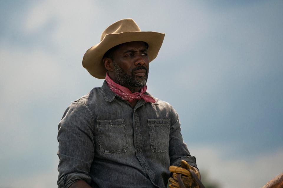 Idris Elba stars as an urban horse rider in Philadelphia who learns to be a dad in "Concrete Cowboy."