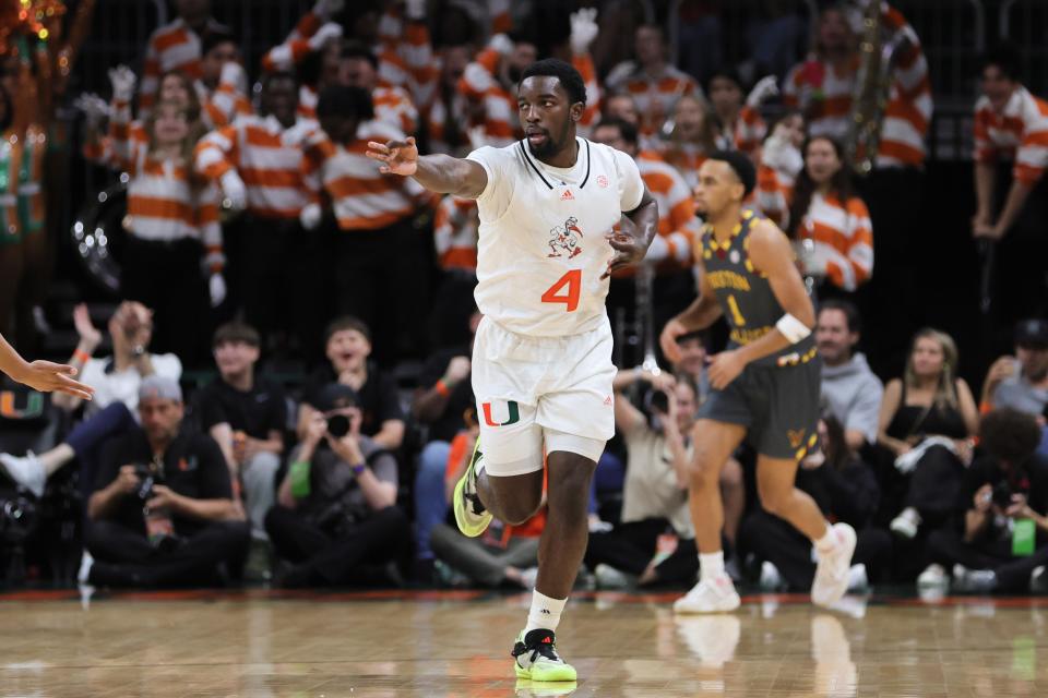 Miami Hurricanes guard Bensley Joseph, shown in a March 6 game against Boston College, has committed to Providence.