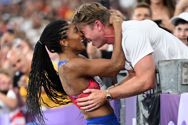 Tara Davis-Woodhall Talks Sweet Viral Moment with Husband After Her Gold: 'He's My Biggest Supporter' (Exclusive)