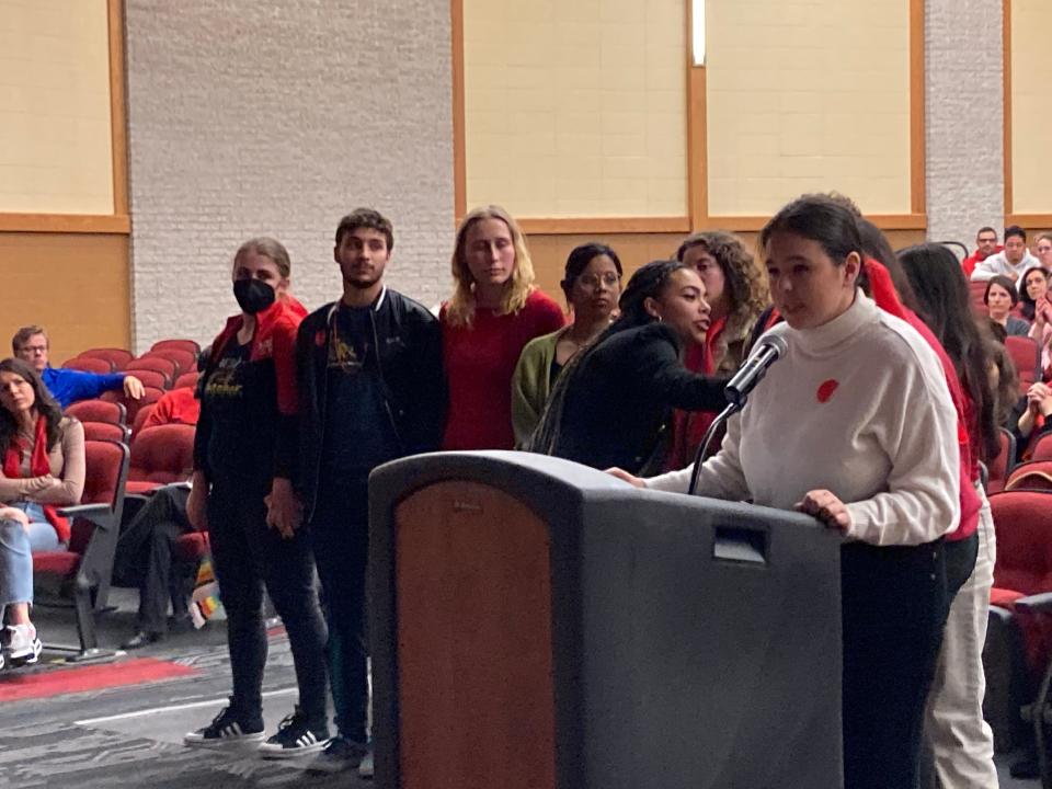 Teachers, LGTBQ+ students and members of the public showed up at an April 27th meeting of the Westwood Regional School District's Board of Education