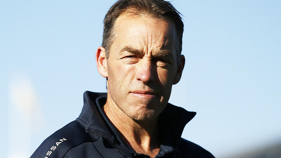 Alastair Clarkson, pictured here before a Hawthorn game against Fremantle in 2021.