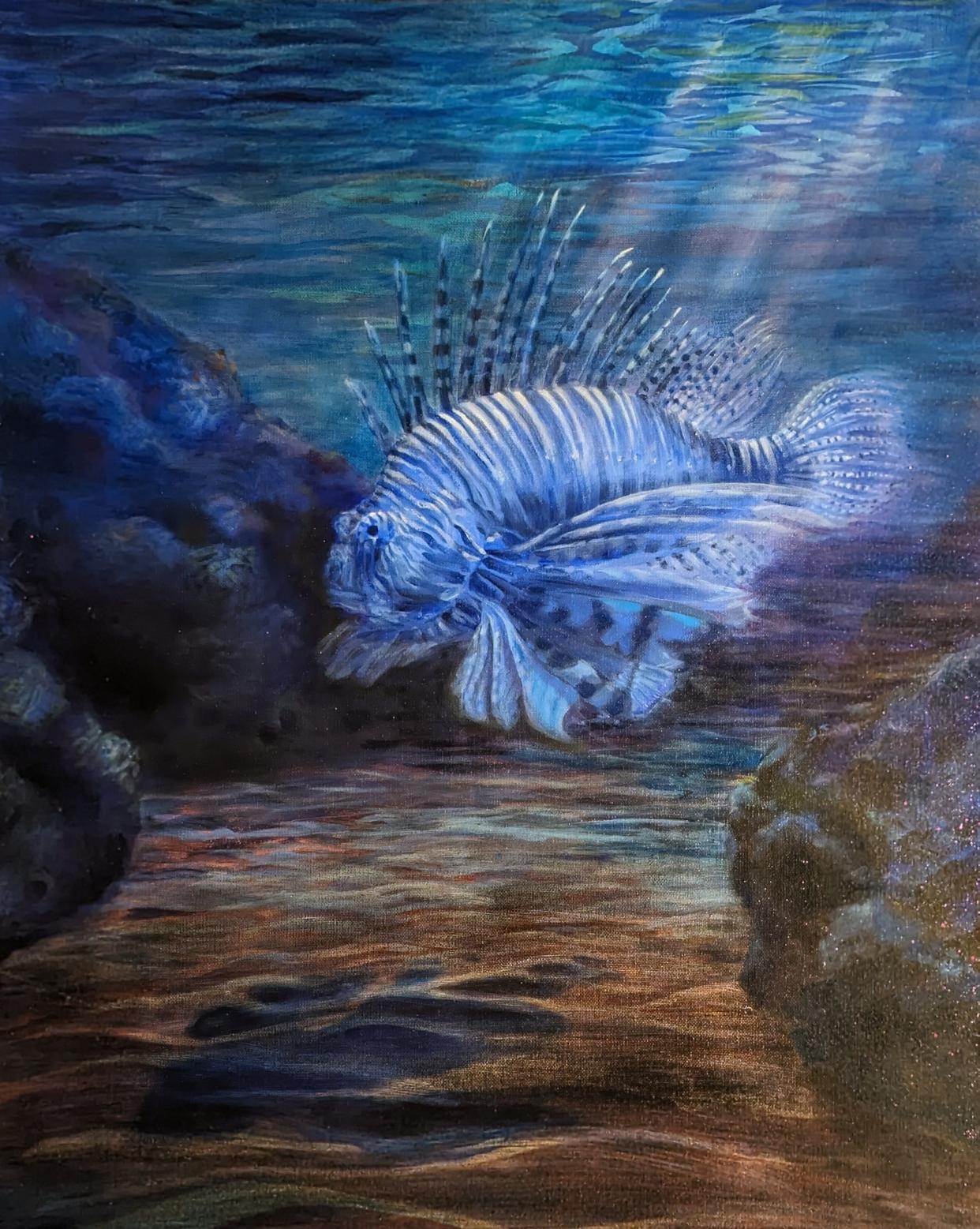 “Lionfish” oil painting by Cleo Huggins.