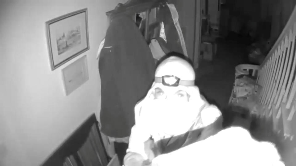 The burglar, armed with a flashlight and wearing a head torch, broke into the property in the early hours of Monday. (SWNS)