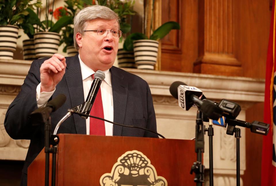 Mayor Jim Strickland delivers the State of the City address Wednesday, Jan. 26, 2022, at the University Club Of Memphis. 