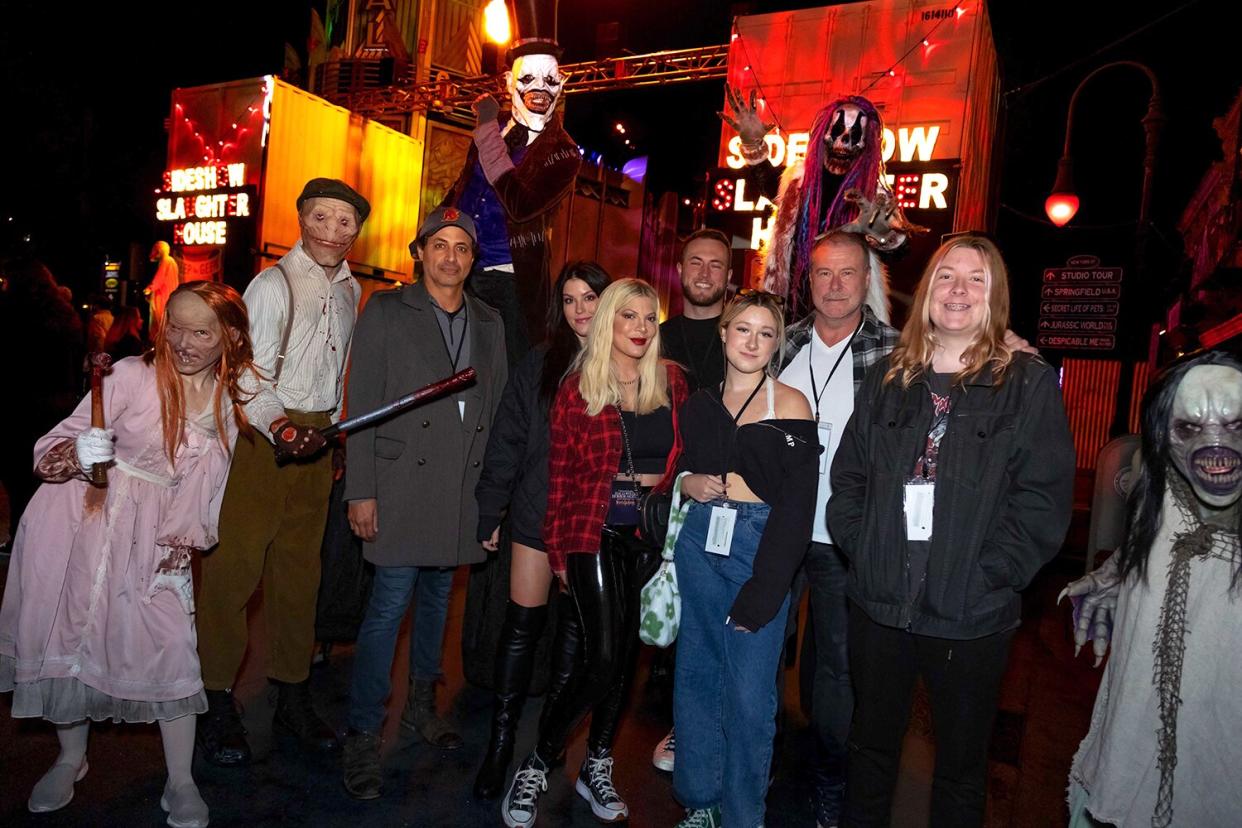 Tori Spelling along with friends and family at Universal Studios Hollywood's Halloween Horror Nights