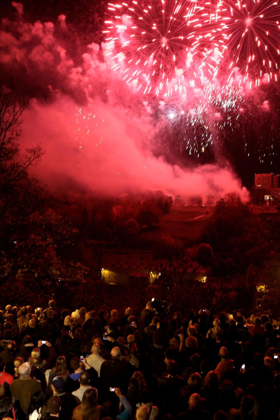 LUXEMBOURG - OCTOBER 20: Fireworks are seen after the wedding ceremony of Prince Guillaume Of Luxembourg and Princess Stephanie of Luxembourg at the Cathedral of our Lady of Luxembourg on October 20, 2012 in Luxembourg, Luxembourg. The 30-year-old hereditary Grand Duke of Luxembourg is the last hereditary Prince in Europe to get married, marrying his 28-year old Belgian Countess bride in a lavish 2-day ceremony. (Photo by Andreas Rentz/Getty Images)