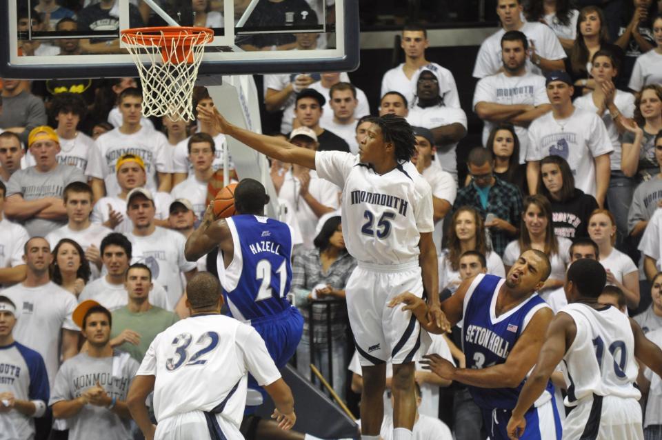 Seton Hall's Jeremy Hazell drives for two of his 26 points against Monmouth's Will Campbell on Nov. 15, 2009 in West Long Branch.