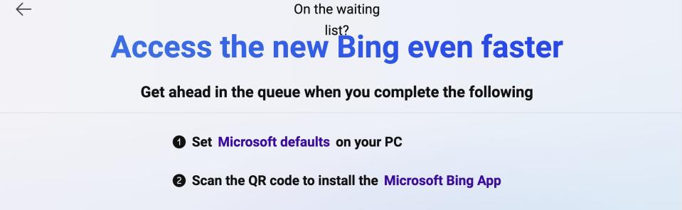 Screenshot showing how to get the new Bing faster by setting Microsoft defaults on PC
