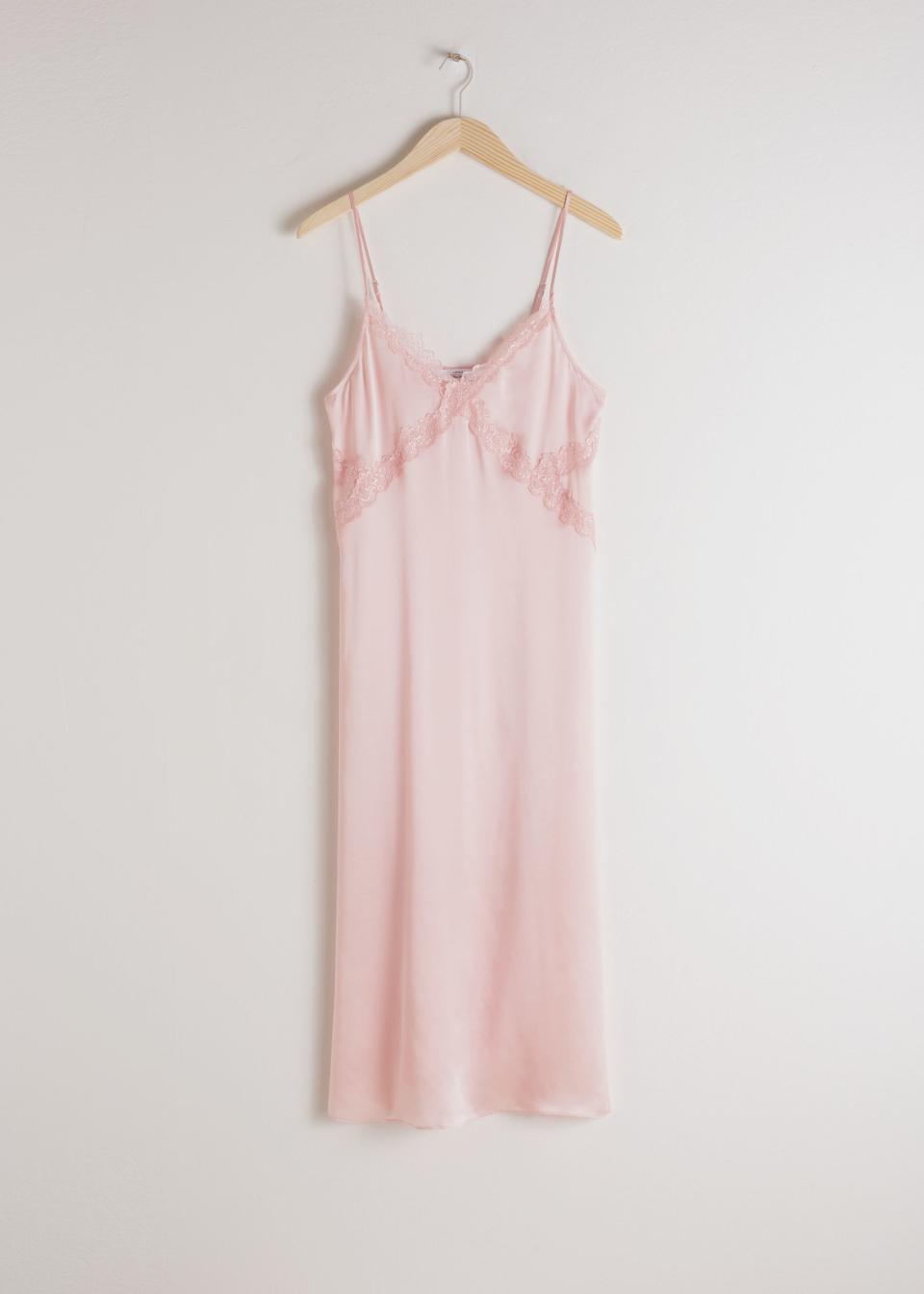 & Other Stories Satin Midi Slip Dress