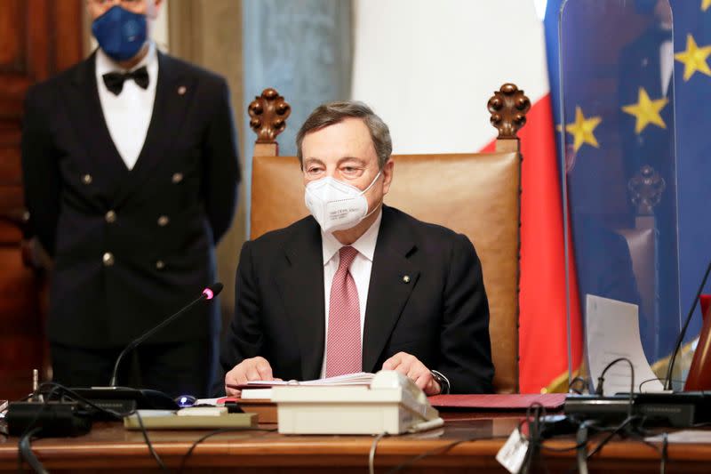 FILE PHOTO: Prime Minister designate Draghi and his new government are sworn-in, in Rome