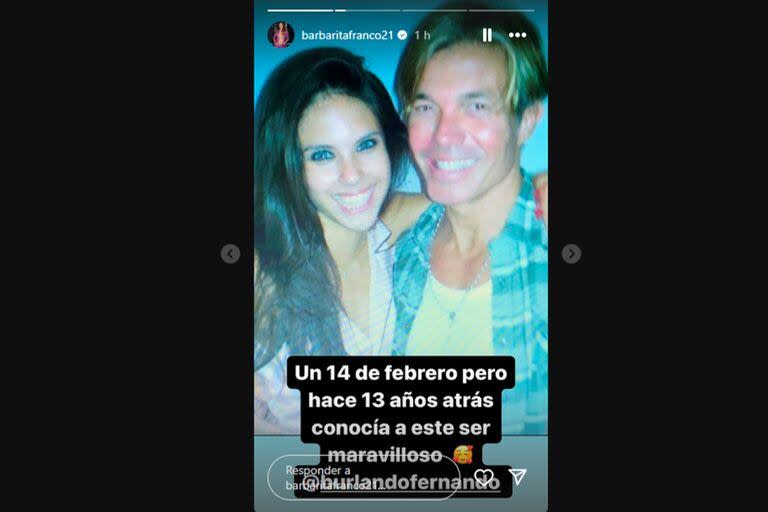 Barby Franco hizo alusión a los 13 años que pasaron desde que se vieron por primera vez con Fernando Burlando