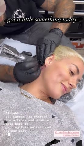 <p>Heather Rae El Moussa/instagram</p> A closeup of Heather Rae El Moussa getting her tattoo inked in.