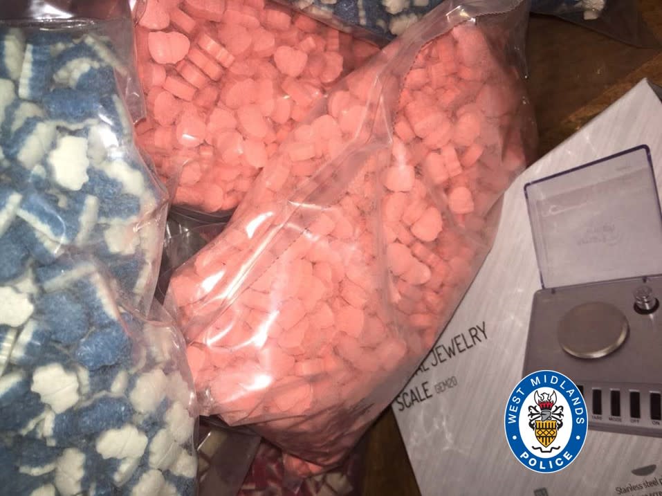 Ecstasy tablets seized during the investigation. (West Midlands Police/SWNS)