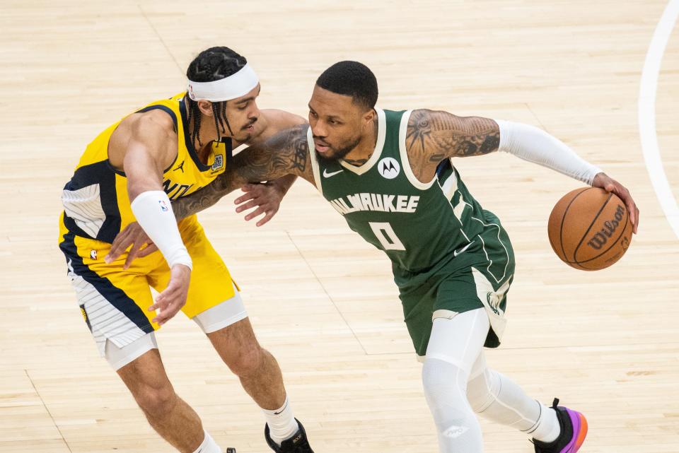 Damian Lillard returned from injury and scored a game-high 28 points in the Milwaukee Bucks' 120-98 loss to the Indiana Pacers in Game 6 of their first-round playoff series on Thursday at Gainbridge Fieldhouse.