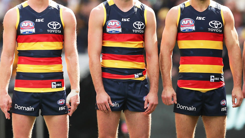 Adelaide Crows players, pictured here before the 2017 AFL Grand Final.