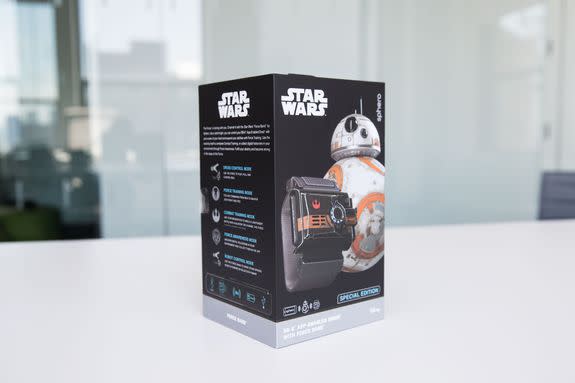 The Special Edition box includes the battle-scarred droid and Force Band.