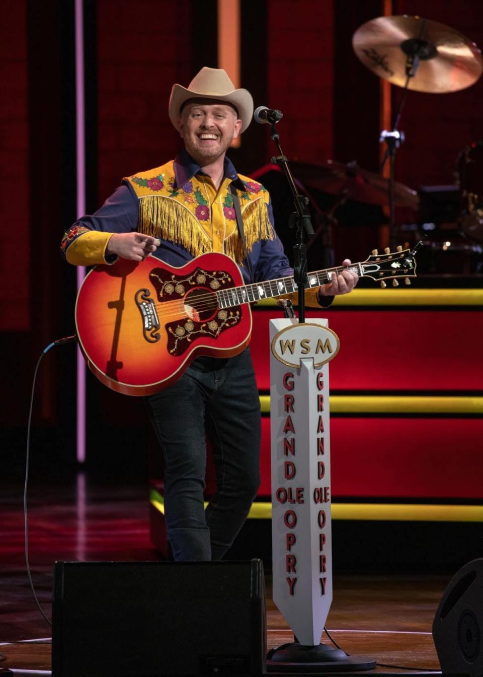 Ryan Humbert of North Canton is shown performing with The Shootouts, a Northeast Ohio-based country music band, at the Grand Ole Opry in Nashville. The band has an Ohio album release show at Lions Lincoln Theatre in Massillon on Saturday.