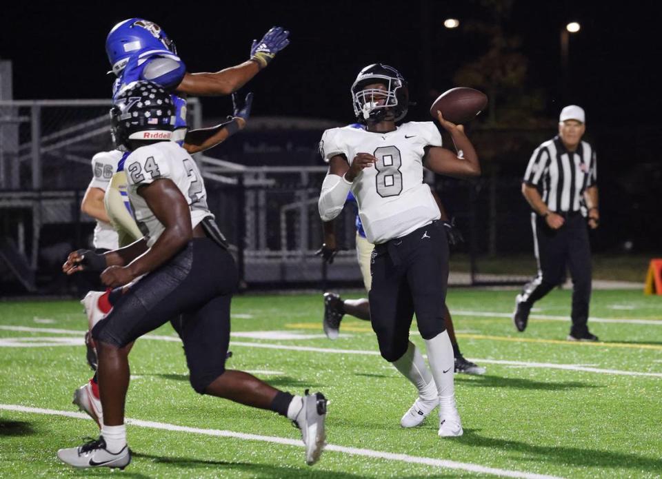 York’s Tashon Freeman looks for an opening Friday, Sept. 29, 2023 in Indian Land.