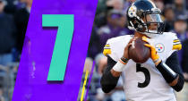 <p>If the Steelers end up winning the AFC North, Joshua Dobbs’ contribution should be properly noted. When Ben Roethlisberger got the wind knocked out of him, Dobbs came into a terrible situation: second-and-20 at their own 5-yard line, with the Ravens trailing by only a touchdown in the fourth quarter. And Dobbs was cold off the bench against a good defense. Dobbs calmly hit JuJu Smith-Schuster for 22 yards and an enormous first down, then Roethlisberger came back in. The Steelers kicked a field goal at the end of that drive, and ended up holding off the Ravens. That’s one heck of a clutch play by Dobbs. (Joshua Hobbs) </p>