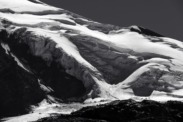 Part of our route down the mountain can be seen on the rightmost ridge line.<p>Photo: Jason Hummel</p>