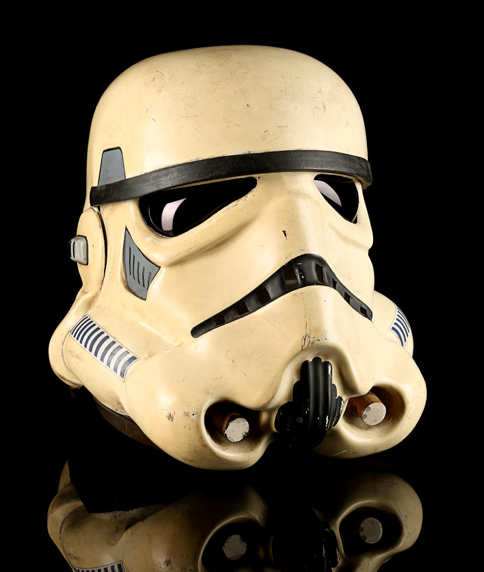 The stormtrooper helmet from Return Of The Jedi (Prop Store)