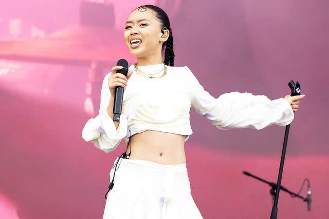 <p>Jo Hale/Redferns</p> Griff performs at BBC Radio 1's Big Weekend 2024 at Stockwood Park on May 25, 2024