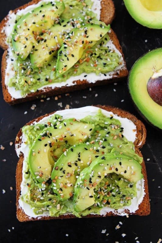 Two Peas and Their Pod<p>Toast is topped with cream cheese, avocado and Everything Bagel seasoning. You will love this easy avocado toast for breakfast, lunch or snack time.</p><p><strong>Get the recipe: <a href="https://www.twopeasandtheirpod.com/everything-bagel-avocado-toast/" rel="sponsored" target="_blank" data-ylk="slk:Everything Bagel Avocado Toast;elm:context_link;itc:0;sec:content-canvas" class="link "><em>Everything Bagel Avocado Toast</em></a></strong></p>