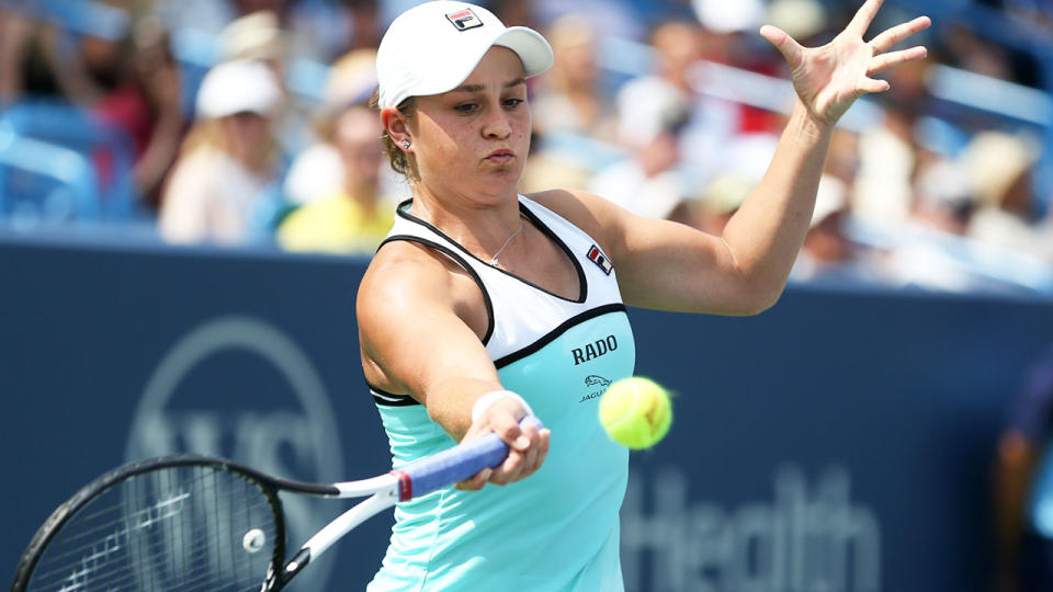 Ash Barty, pictured here in action at the Cincinnati Masters.