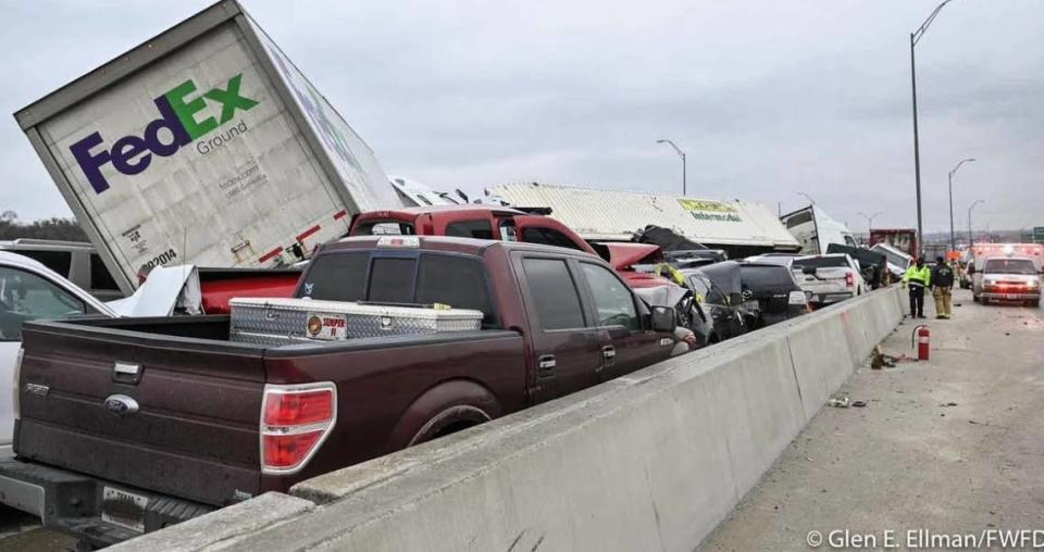 About 100 vehicles were involved in a major crash Thursday morning on Interstate 35W near downtown Fort Worth, authorities said Six people including Chris Vardy of Boyd, Texas were killed.
