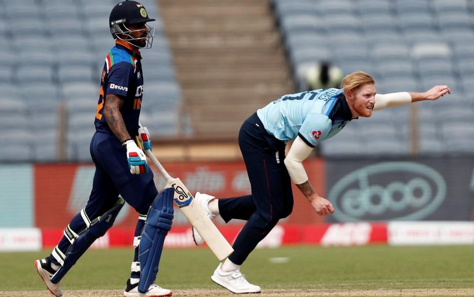 England's Ben Stokes in action as India's Shikhar Dhawan  - EUTERS/Francis Mascarenhas