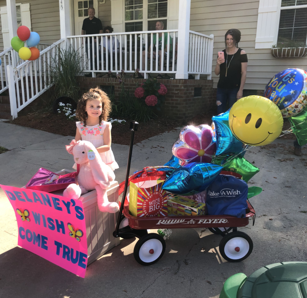 Delaney, 6, received a socially distant parade as part of her wish. (Photo: Courtesy of Make-A-Wish)  