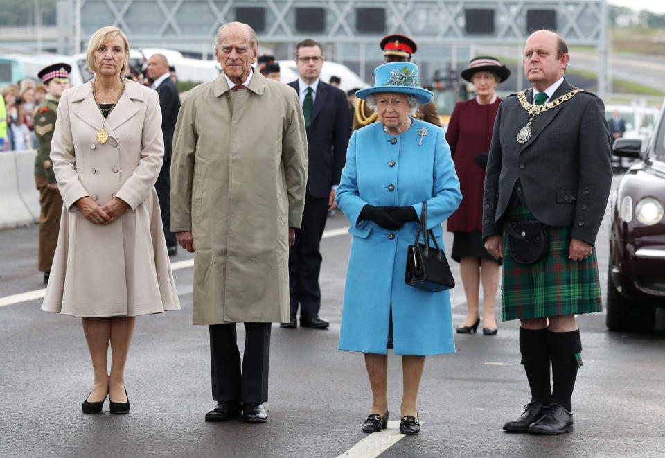 While Prince Philip retired from royal duties earlier in summer 2017, the Queen remains as active as ever. Here, the couple opened the new crossing on the Forth.