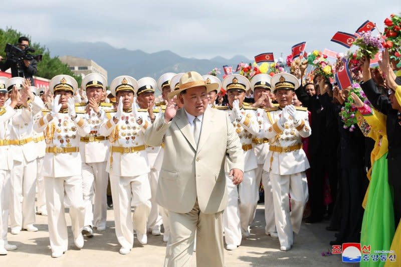 North Korean leader Kim Jong Un celebrated the launch of the country's first tactical nuclear attack submarine at Sinpho shipyard this week. On Friday he presided over a military-style parade marking the country's 75th anniversary. Photo by the Korean Central News Agency