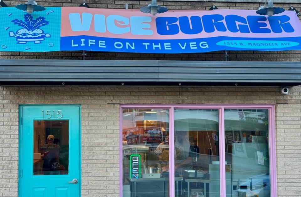 Vice Burger is a small plant-based burger and hot dog diner near Fort Worth hospitals.