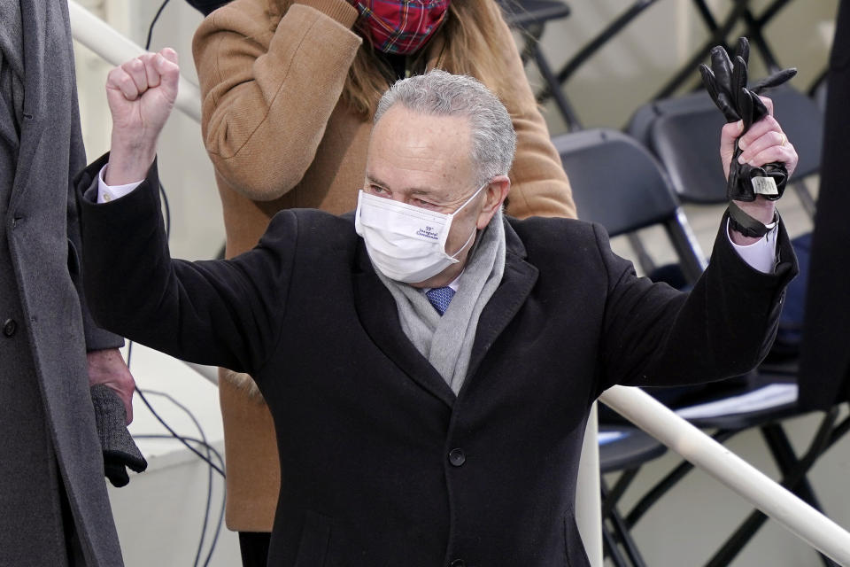 Chuck Schumer, then still the Senate minority leader, arrives for the inauguration of President Joe Biden at the U.S. Capitol on Jan. 20, 2021. (Photo: Drew Angerer via Getty Images)